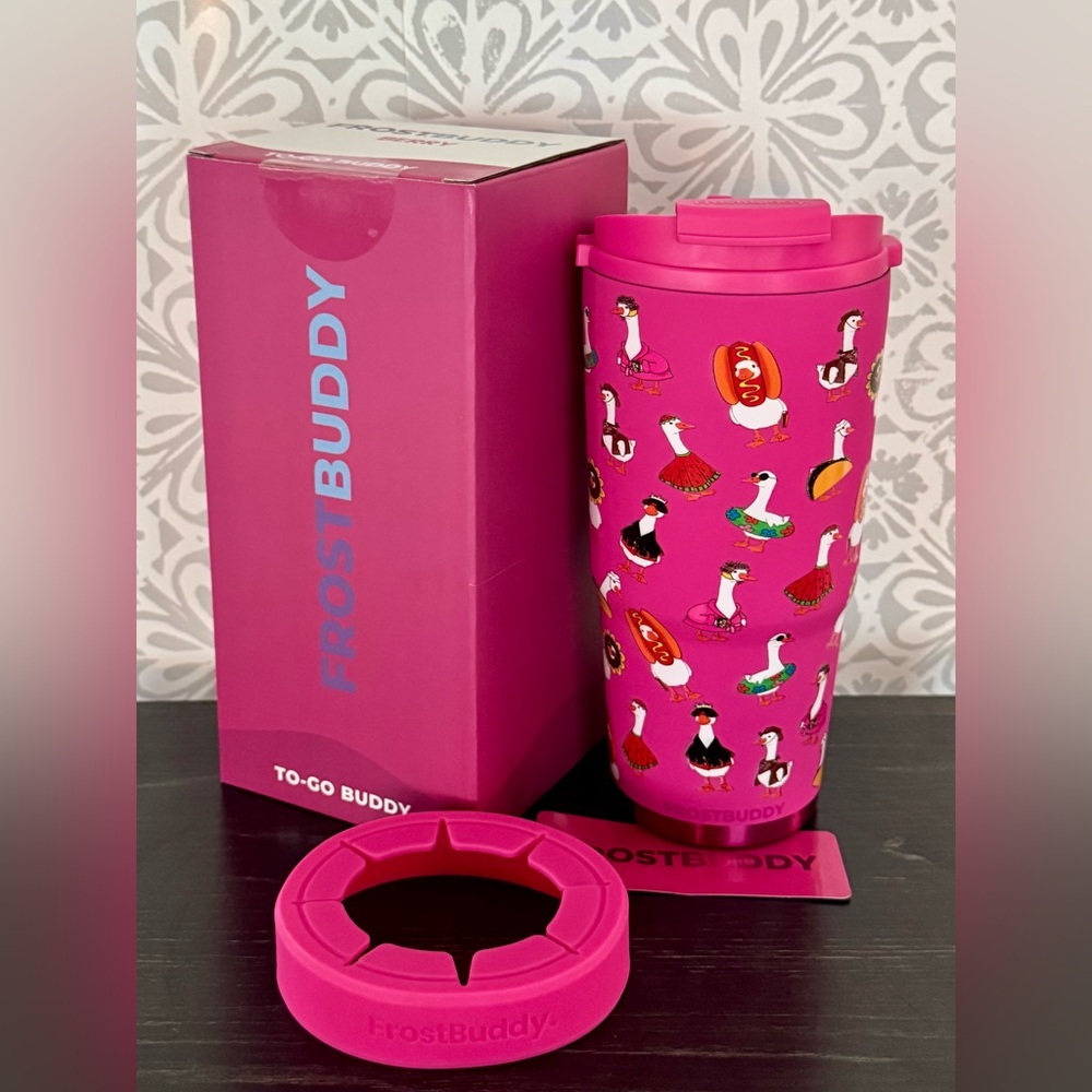NIB FrostBuddy To-Go Buddy MultiUse Frost Buddy Silly Goose Summer Tumbler Berry